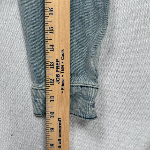 Liquor N Poker Cut and Sew Denim Jacket Colorblock Blue Cotton Size L NWT - Picture 10 of 14